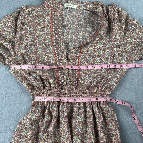 Max Studio Tiered Maxi Dress Size S Smocked Waist Ruffle Sleeve Boho Cottagecore - Picture 6 of 12